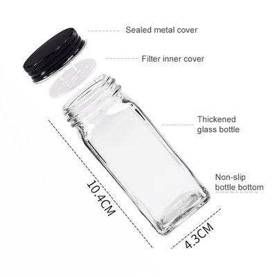 Wholesale 4oz 120ml Square Spice Jar Glass Packing Jar With Sifter And Lid For Salt Spice