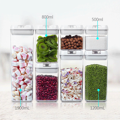 BPA Free Kitchen 7 Piece Stackable Easy Snap Lock Plastic Airtight Food Container Storage Set