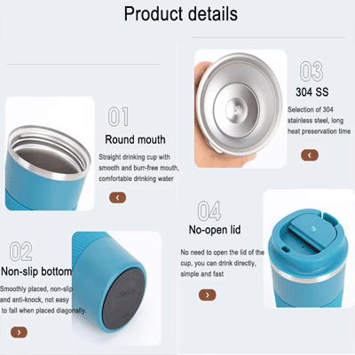 17oz insulated stainless steel silicone double wall coffee tumbler reusable coffee cup for hot iced beverage