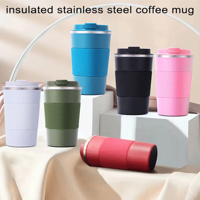 17oz insulated stainless steel silicone double wall coffee tumbler reusable coffee cup for hot iced beverage