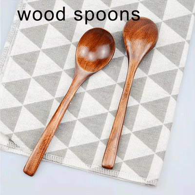 Japanese style round 7inch wood spoon stirring spoon wooden spoon for honey milk tea