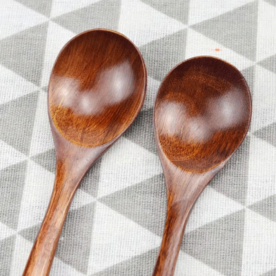 Japanese style round 7inch wood spoon stirring spoon wooden spoon for honey milk tea