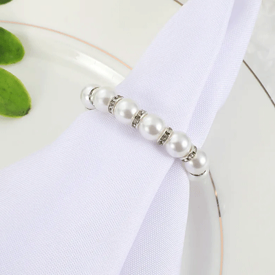 Wedding Banquet Party Decor Napkin Holder Decorative Dinner Table White Pearl Beads Napkin Rings