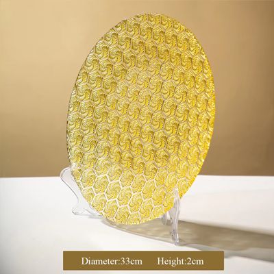 13-Inch round Charger Dishes with gold/pink/Transparent Glass Charger Plates