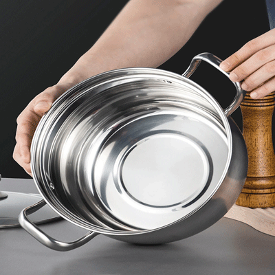 Kitchenware Cooking Stew Soup Stock Pot Thickened Non-Spill Double Ear Stainless Steel Soup Pot