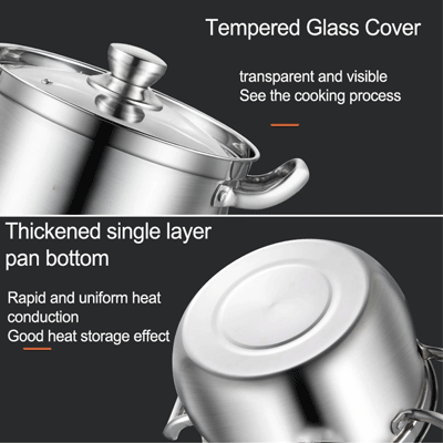 Kitchenware Cooking Stew Soup Stock Pot Thickened Non-Spill Double Ear Stainless Steel Soup Pot