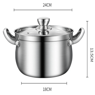 Kitchenware Cooking Stew Soup Stock Pot Thickened Non-Spill Double Ear Stainless Steel Soup Pot