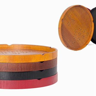 Round wood trays hotel restaurant home black red circular handmade vintage wooden tray