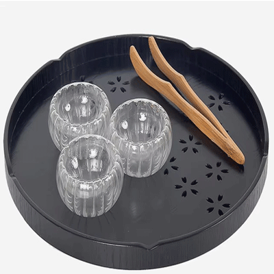Round wood trays hotel restaurant home black red circular handmade vintage wooden tray