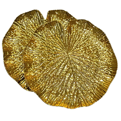 Superior Antique Lotus Leaf Design Serving Tray PP Material Plates for Parties/daily Life