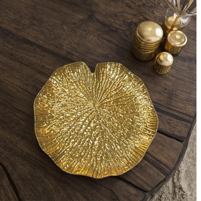 Superior Antique Lotus Leaf Design Serving Tray PP Material Plates for Parties/daily Life