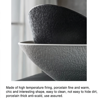 Large ceramic soup bowls tableware wholesale custom 11 inch restaurant white black Japanese ramen bowl