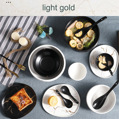 Nordic Marble Ceramic Tableware Set Rice Serving Bowls 4.5 7 9inch Color Glaze Matte Ceramic Soup Bowl