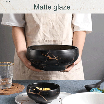 Nordic Marble Ceramic Tableware Set Rice Serving Bowls 4.5 7 9inch Color Glaze Matte Ceramic Soup Bowl