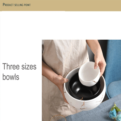 Nordic Marble Ceramic Tableware Set Rice Serving Bowls 4.5 7 9inch Color Glaze Matte Ceramic Soup Bowl