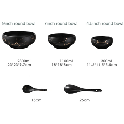 Nordic Marble Ceramic Tableware Set Rice Serving Bowls 4.5 7 9inch Color Glaze Matte Ceramic Soup Bowl