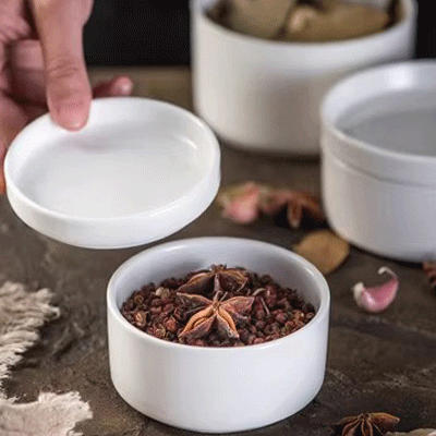 White ceramic dinnerware set soup steamer bowl with lid kitchen ceramic food storage container preservation bo