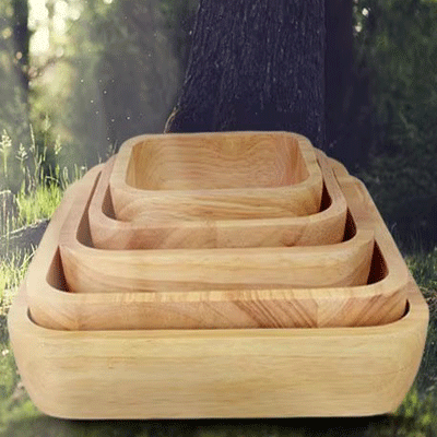 Plywood salad bowl custom square wooden acacia bowls pinewood rubber wood square bowl
