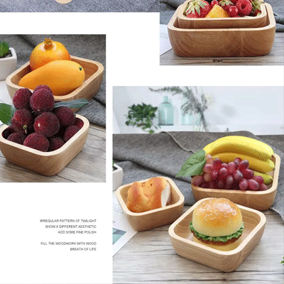 Plywood salad bowl custom square wooden acacia bowls pinewood rubber wood square bowl