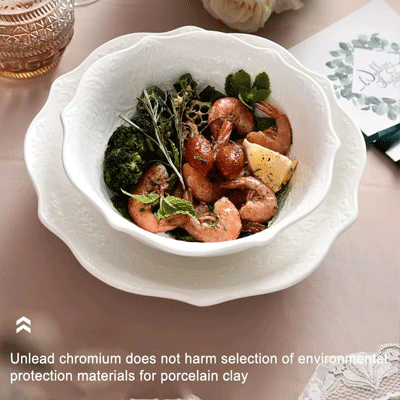 Nordic tableware deep serving dishes soup plates lace embossed ceramic deep bowls and plates