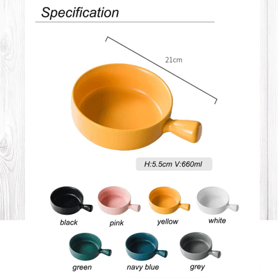 Nordic tableware custom ceramic handle bowl household oven baking bowl with handle