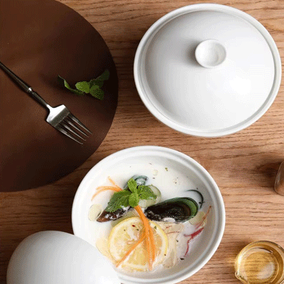 Custom ceramic stew pot with lid white birds nest bowl stewing soup pots ceramic cooking stewpot