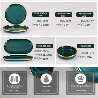 Peacock green custom wedding plates bowl handmade porcelain ceramic dinnerware sets tableware