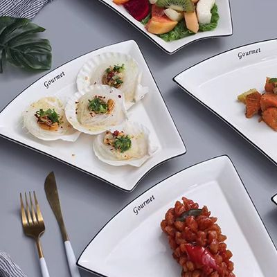 Creative fan-shaped underglaze bone china dinnerware sets handmade porcelain or ceramic dinnerware