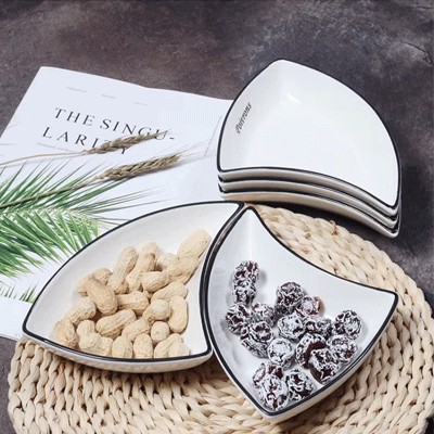 Under glaze four-compartment snack plate 4-piece 6-piece French ceramic platters set ceramic plates set