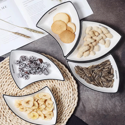 Under glaze four-compartment snack plate 4-piece 6-piece French ceramic platters set ceramic plates set