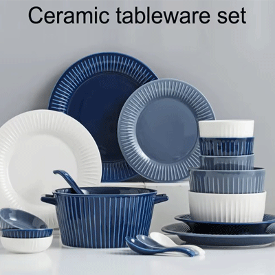 Netflix home scandinavian matte soup plate rice bowl spoon pot dining ceramic tableware set