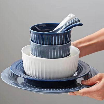 Netflix home scandinavian matte soup plate rice bowl spoon pot dining ceramic tableware set