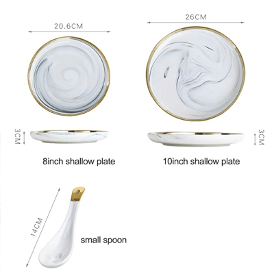 European hotel home dinnerware sets luxury porcelain gold royal marble ceramic plates sets dinnerware tableware