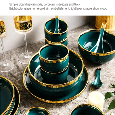 Ceramic plates sets dinnerware eco-friendly 26pcs emeralds phnom penh hotel restaurant dinnerware sets for 8 people