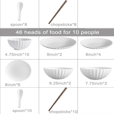 Vintage chrysanthemum pattern tableware round white ceramic dinnerware dinner sets