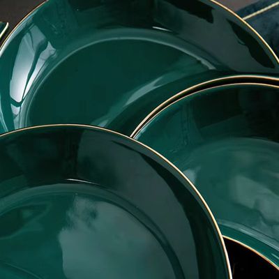 Peacock green glaze porcelain dinner plate sets 25 5 piece plate set ceramic dinner plate sets