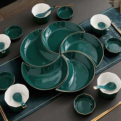 Peacock green glaze porcelain dinner plate sets 25 5 piece plate set ceramic dinner plate sets