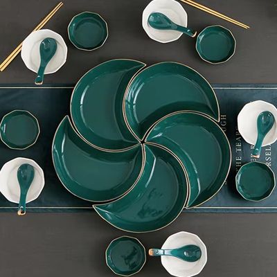 Peacock green glaze porcelain dinner plate sets 25 5 piece plate set ceramic dinner plate sets