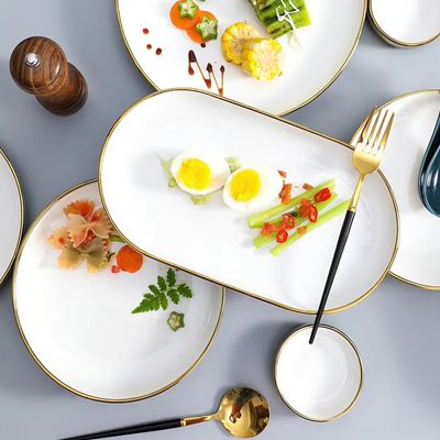 Light luxury navy blue everyday ceramic plates bowls dishes set french best 6pcs porcelain dinnerware sets