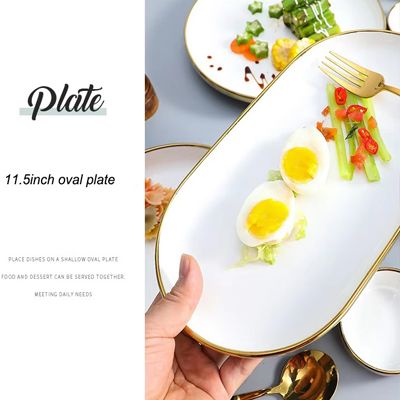 Light luxury navy blue everyday ceramic plates bowls dishes set french best 6pcs porcelain dinnerware sets