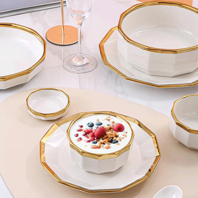 Light luxury ceramic plates bowls sets dinnerware ceramic catering serving dishes crockery dinner sets