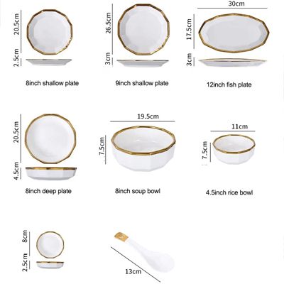 Light luxury ceramic plates bowls sets dinnerware ceramic catering serving dishes crockery dinner sets