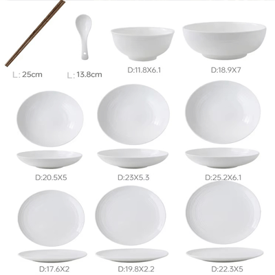 Custom logo printed porcelain dinner plates set 46 pieces porcelain tableware wholesale white
