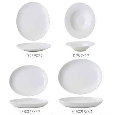 Custom logo printed porcelain dinner plates set 46 pieces porcelain tableware wholesale white