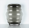 Modern Minimalist Fat Circle Shaped Hand Blown Glass Vase Amber Light Peach Smoke Gray Home Decoration