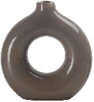 Simple Chocolate Doughnut Handmade Round Coloured Glaze Glass Vase White Clay Warm Gray Porcelain Design Living Room Flower Arrangement