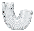 U Shaped Ribbed Glass Vase Modern Hand Blown Textured Vase for Home Decor