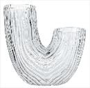 U Shaped Ribbed Glass Vase Modern Hand Blown Textured Vase for Home Decor