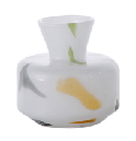 Hand Blown White Base Abstract Color Splatter Glass Vase Modern Luxury Wide Body Hydroponic Vase For  Household Decor Wholesale