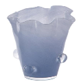 Artisan Hand Blown Scandinavian Luxury Wavy Flared Rim Glass Vase Gradient Solid Tone With Clear Bubble Embellishment For Home Decor